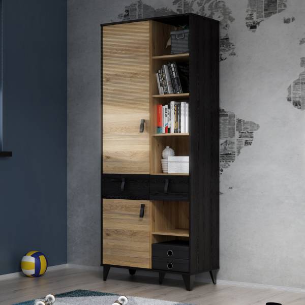 Regal Rimak Eiche Schwarz Dekor / Eiche Mauvella Dekor