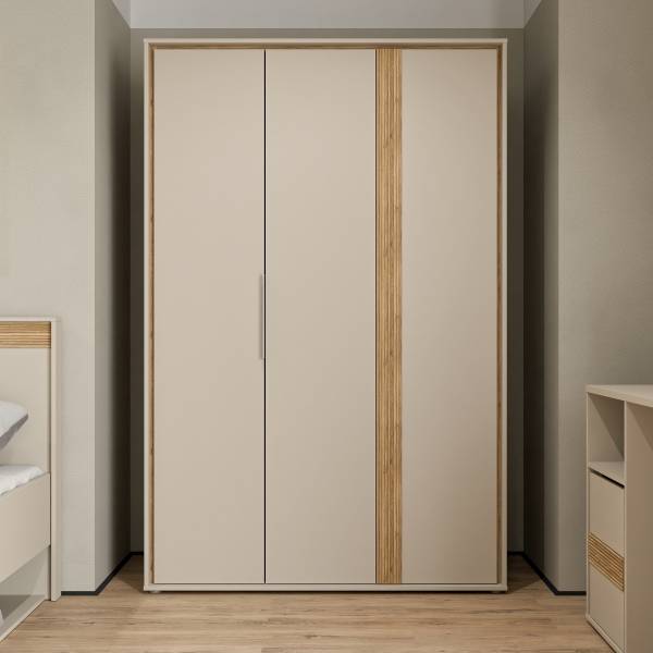 Kleiderschrank Bayin Kaschmir / Eiche Mauvella Dekor - Breite: 126 cm