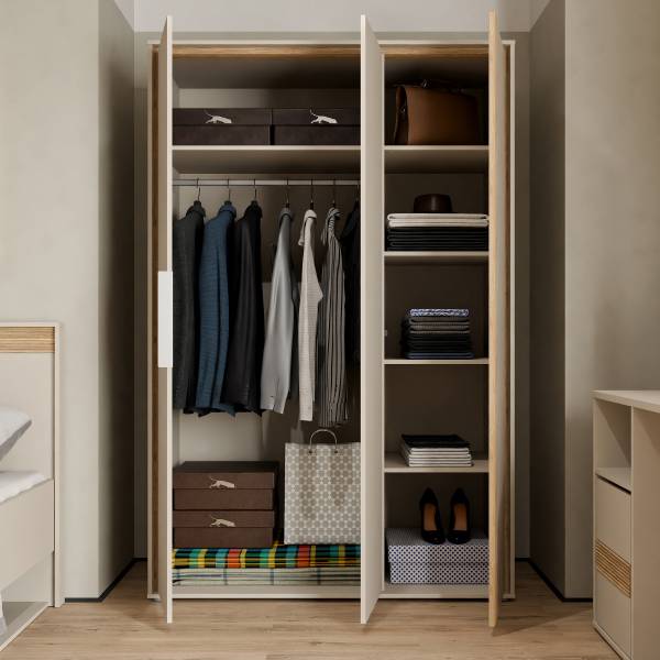 Kleiderschrank Bayin Kaschmir / Eiche Mauvella Dekor - Breite: 126 cm