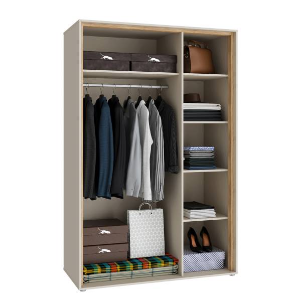Kleiderschrank Bayin Kaschmir / Eiche Mauvella Dekor - Breite: 126 cm