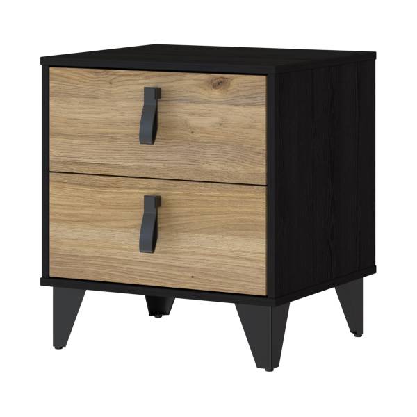 Comodino Rimak Effetto rovere nero / Effetto rovere