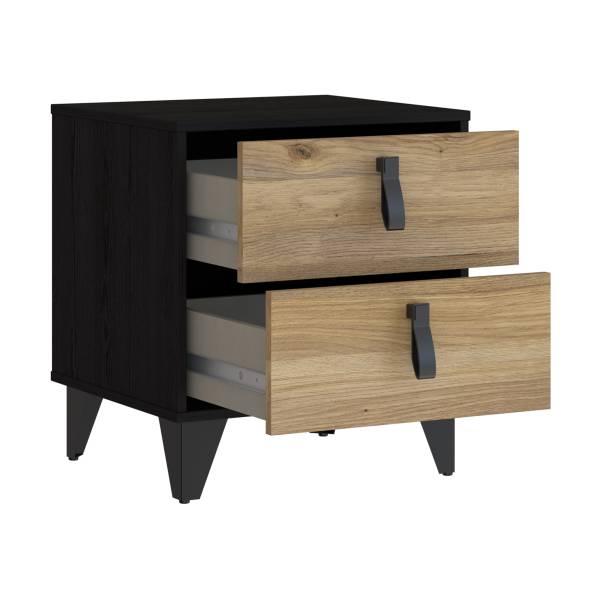Comodino Rimak Effetto rovere nero / Effetto rovere