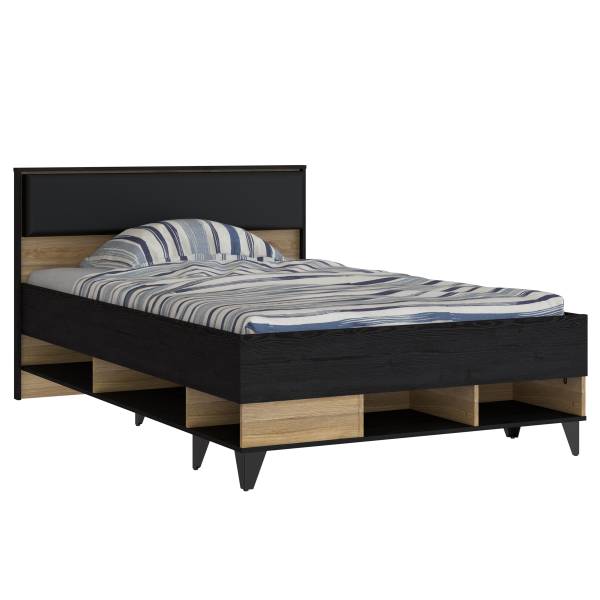 Letto singolo Rimak Effetto rovere nero / Effetto rovere