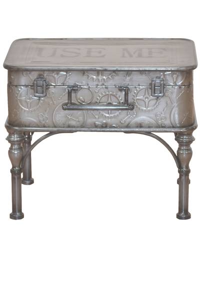 Salontafel Sebotin met opbergruimte metaal- vintage grijs