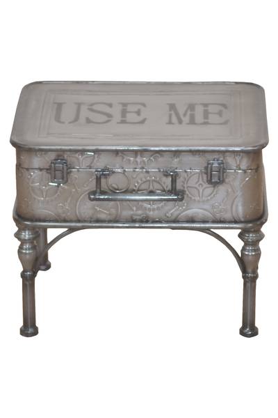 Salontafel Sebotin met opbergruimte metaal- vintage grijs