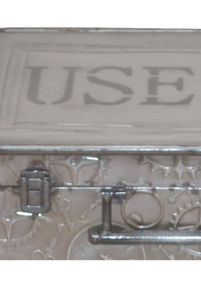 Salontafel Sebotin met opbergruimte metaal- vintage grijs