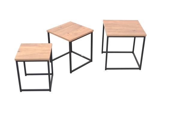 Tables d’appoint Mandowal - Lot de 3 Imitation chêne / Noir