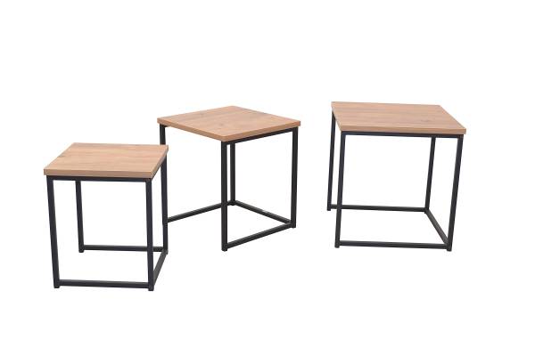Tables d’appoint Mandowal - Lot de 3 Imitation chêne / Noir