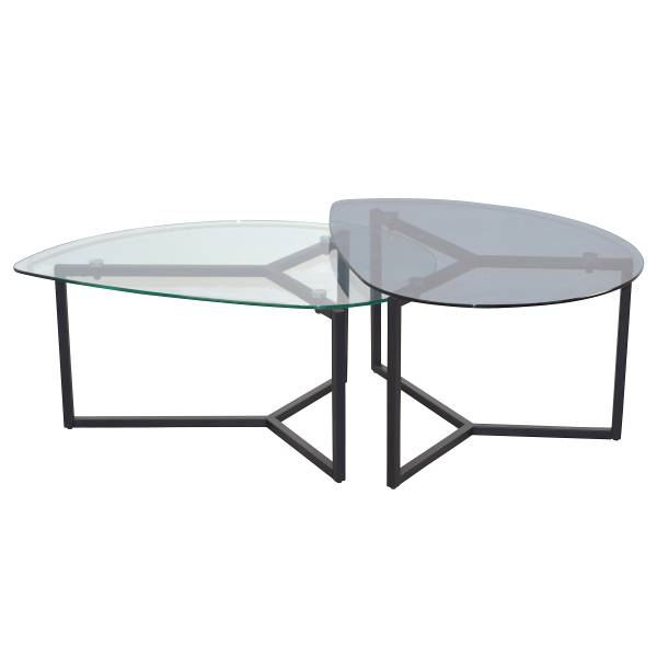 Set di 2 tavolini Bosilovo Vetro / Metallo - Nero