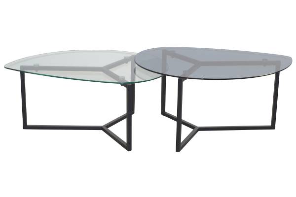 Set di 2 tavolini Bosilovo Vetro / Metallo - Nero