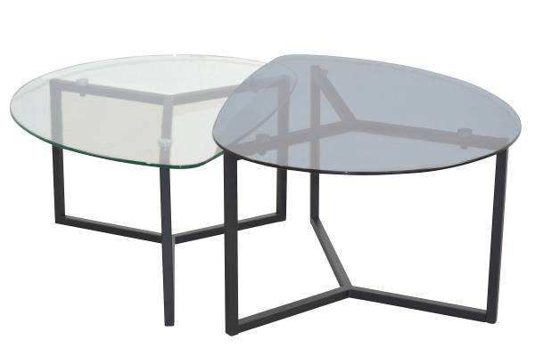 Set di 2 tavolini Bosilovo Vetro / Metallo - Nero