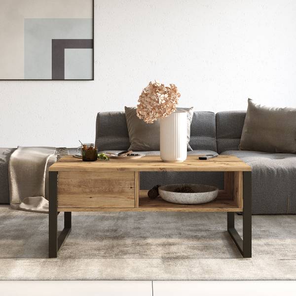 Tavolino da salotto Zadalis Effetto rovere / Antracite