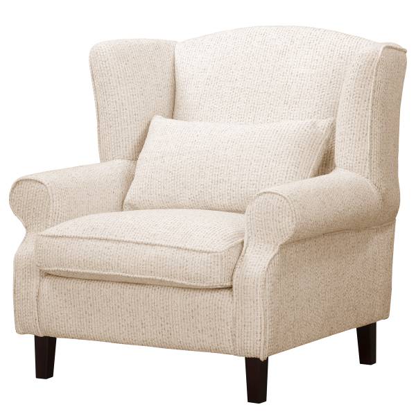 Ohrensessel COLMAR XL Strukturstoff Sidonia: Beige - Mit Hocker