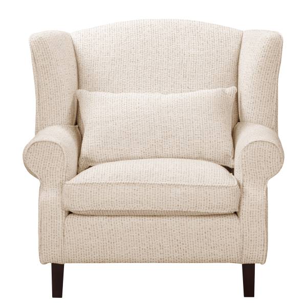 Ohrensessel COLMAR XL Strukturstoff Sidonia: Beige - Mit Hocker