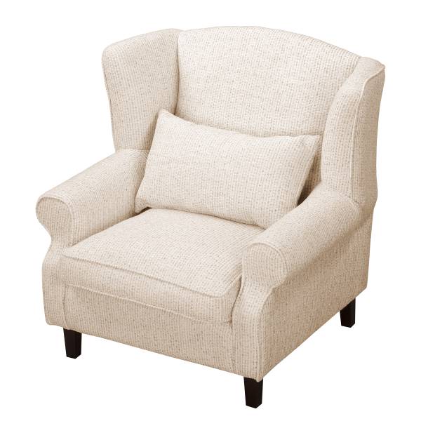 Ohrensessel COLMAR XL Strukturstoff Sidonia: Beige - Mit Hocker