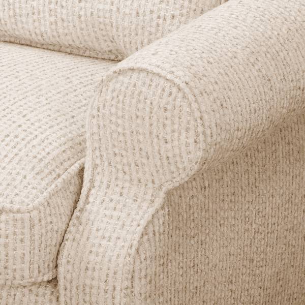 Ohrensessel COLMAR XL Strukturstoff Sidonia: Beige - Mit Hocker