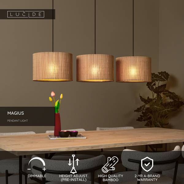 Pendelleuchte Magius Bambus - Braun - Flammenanzahl: 3