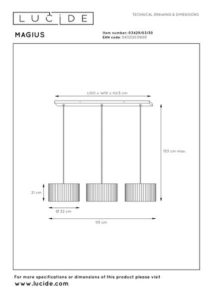 Pendelleuchte Magius Bambus - Braun - Flammenanzahl: 3