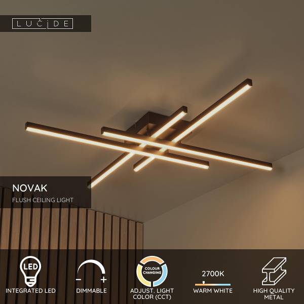 LED-plafondlamp Novak ijzer - zwart