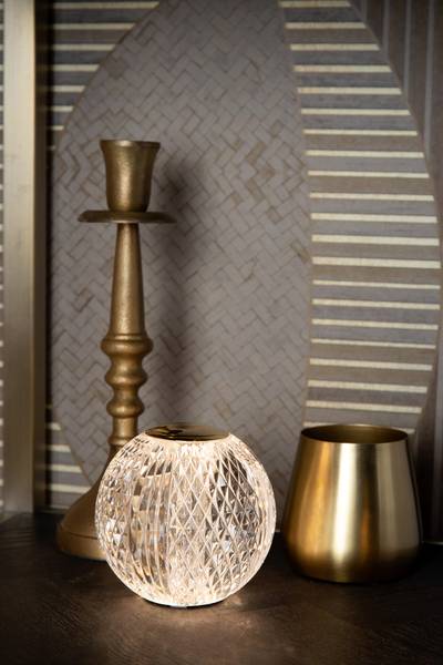 Akku-Tischleuchte Cintra Typ A Acrylglas - Transparent - Durchmesser: 9 cm