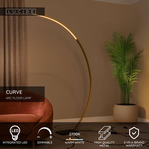 LED-Bogenleuchte  Curve Eisen - Gold