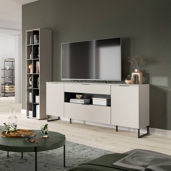 Wohnkombi Quario 2-tlg Sideboard/Regal Kaschmir / Schwarz