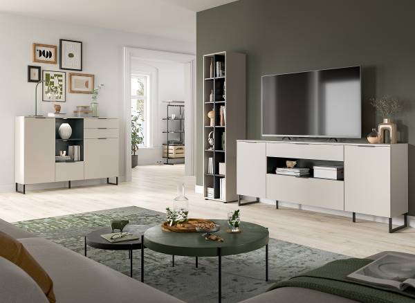 Wohnkombi Quario 2-tlg Sideboard/Regal Kaschmir / Schwarz