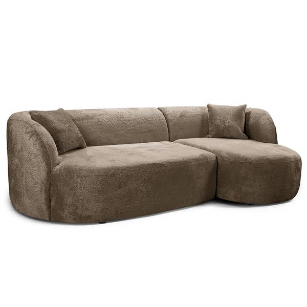 Ecksofa Rifao mit Longchair Chenille Eudora: Braun - Ecke davorstehend rechts