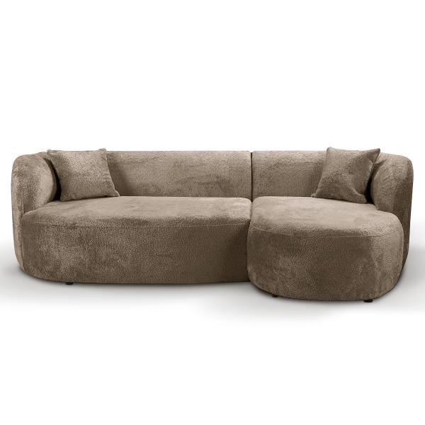 Ecksofa Rifao mit Longchair Chenille Eudora: Braun - Ecke davorstehend rechts