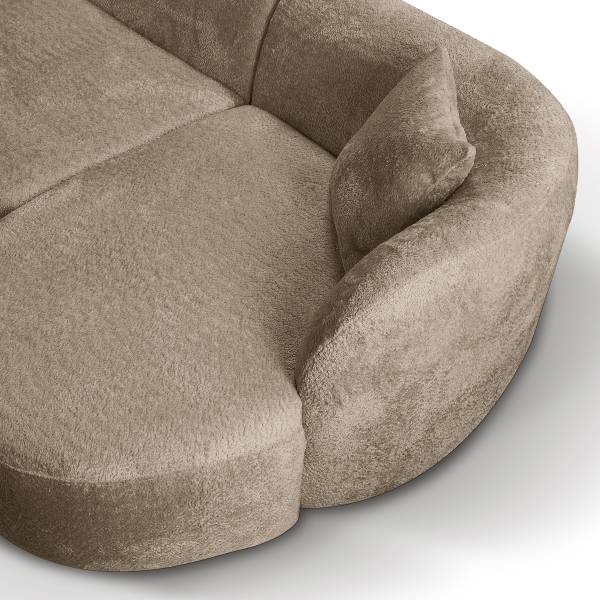 Ecksofa Rifao mit Longchair Chenille Eudora: Braun - Ecke davorstehend rechts