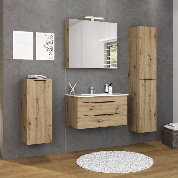 Meuble vasque Tardona 80cm Imitation chêne artisan