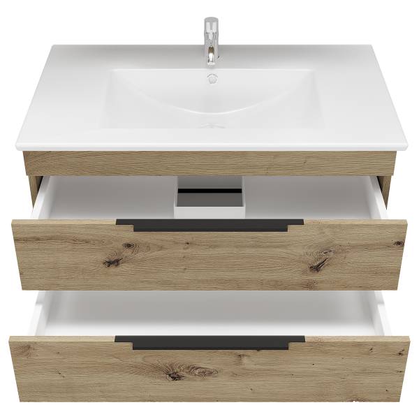 Meuble vasque Tardona 80cm Imitation chêne artisan