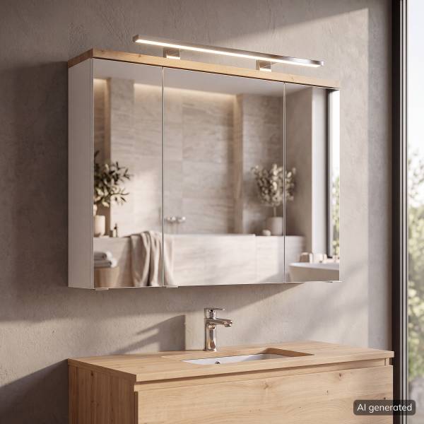 Armadietto a specchio illuminato Padosa bianco lucido - Larghezza: 80 cm