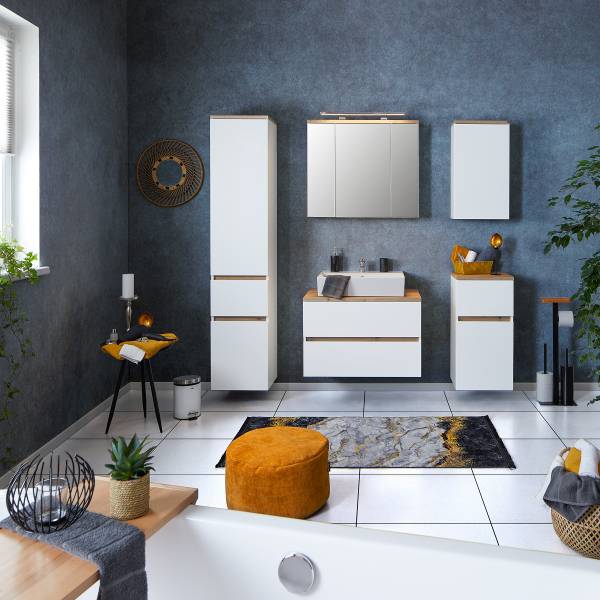 Wastafel Padosa hoogglans wit - Breedte: 80 cm