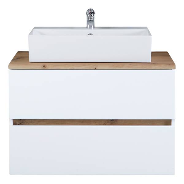 Wastafel Padosa hoogglans wit - Breedte: 80 cm