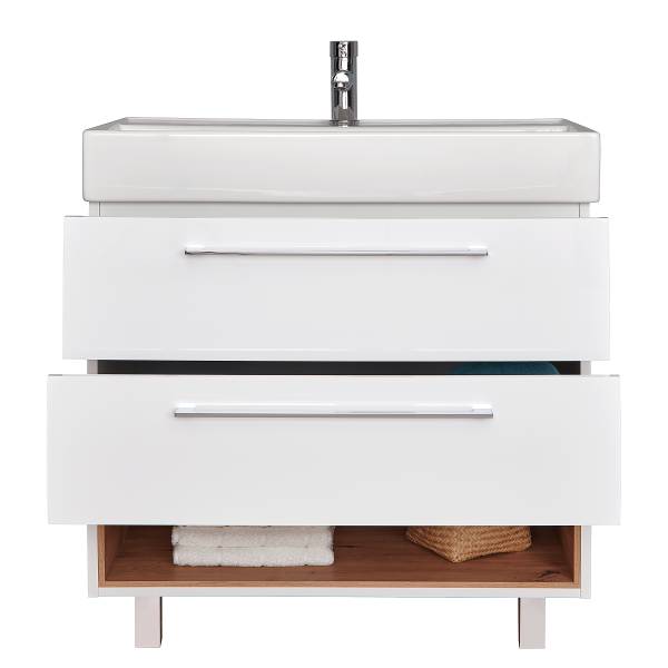 Mobile da terra con lavabo Vastag bianco lucido