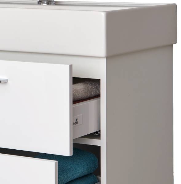 Mobile da terra con lavabo Vastag bianco lucido