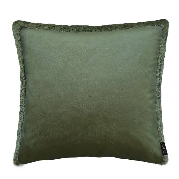 Federa per cuscino Montana Effetto velour con pelliccia sintetica - Verde scuro - 46 x 46 cm