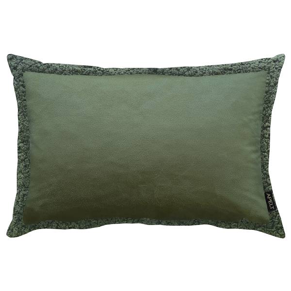 Cuscino Montana Effetto velour con pelliccia sintetica - Verde scuro - 40 x 60 cm