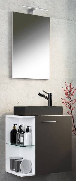 Set 2 mobili Hausa A Specchio Bianco / Color antracite