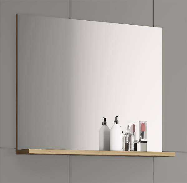 Specchio Landos Senza illuminazione - Bianco / Effetto quercia