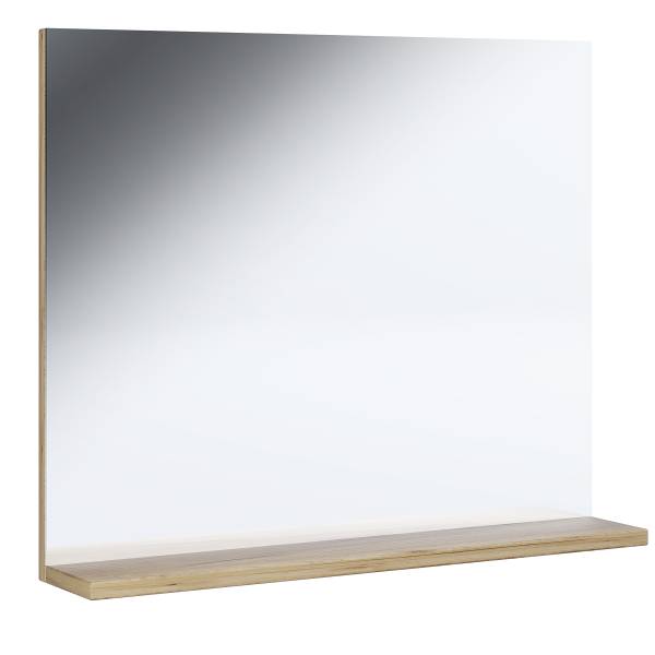 Specchio Landos Senza illuminazione - Bianco / Effetto quercia