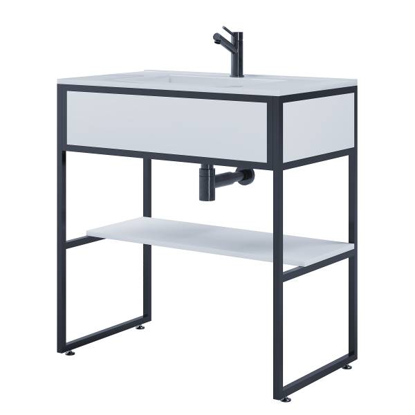 Mobile con lavabo Bitila Bianco / Nero