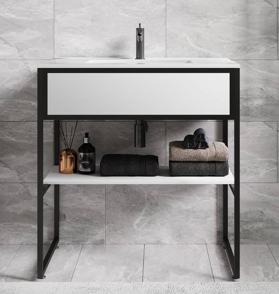 Mobile con lavabo Bitila Bianco / Nero