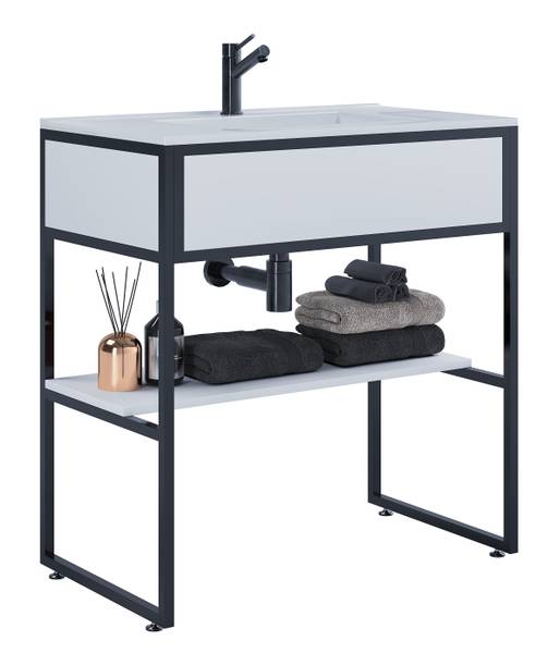 Mobile con lavabo Bitila Bianco / Nero