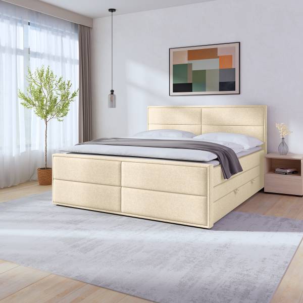 Boxspringbett Pavado Webstoff Pria: Taubengrau - 100 x 200cm - H2