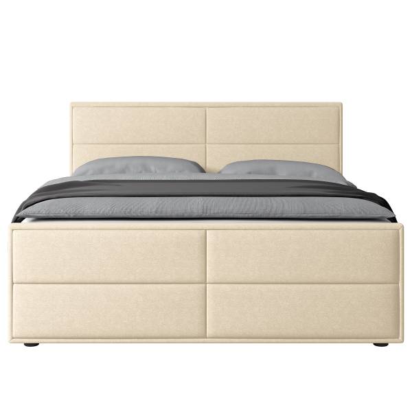 Boxspringbett Pavado Webstoff Pria: Taubengrau - 100 x 200cm - H2