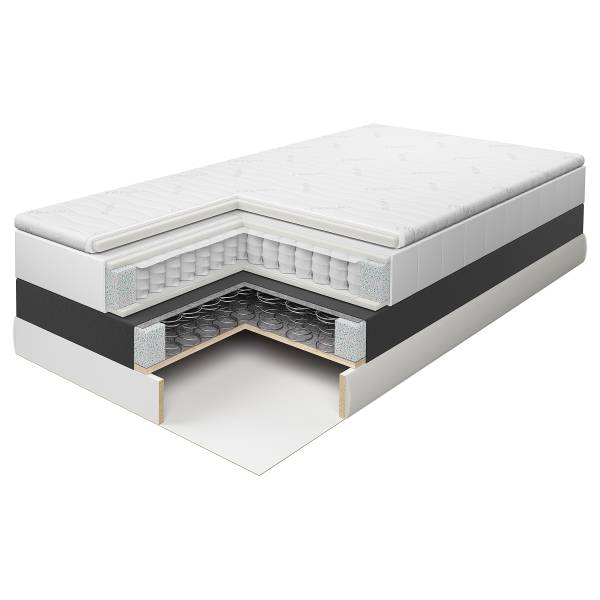 Boxspringbett Pavado Webstoff Pria: Taubengrau - 100 x 200cm - H2