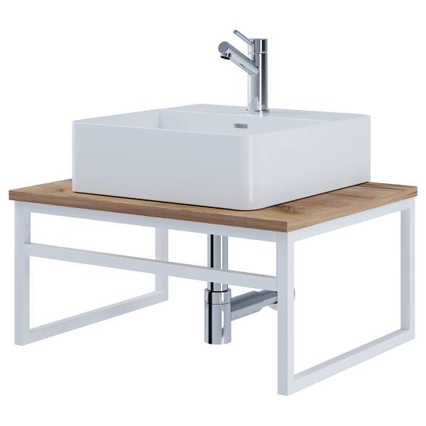Mobile sottolavabo singolo Bitila Effetto quercia / Bianco