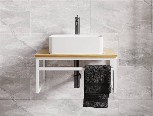 Mobile sottolavabo singolo Bitila Effetto quercia / Bianco